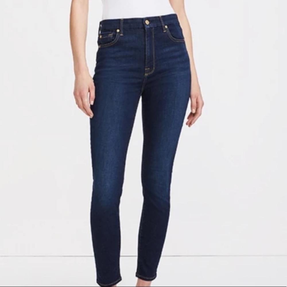 7 For All Mankind “The Skinny” Jeans in “Tried and True” Dark Wash. Size 30